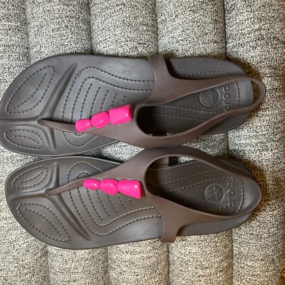 crocs grey and pink